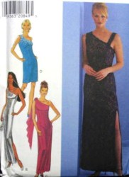 2874 1 SHOULDER STRAPPY LINED EVE DRESS LENGTHS PATTERN 6-16